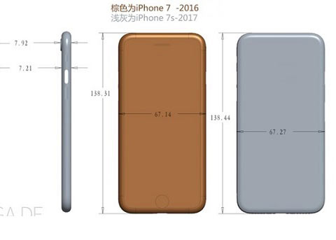 iPhone7S具体尺寸曝光 突出摄像头不再明显