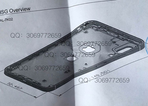 疑似iPhone8设计图再曝光: 垂直双摄+指纹后置？