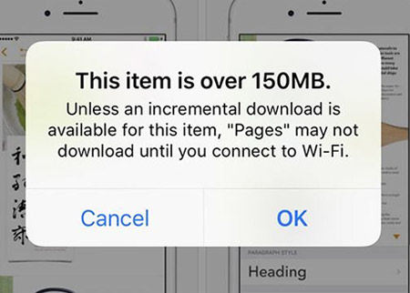 iOS11将蜂窝网络应用下载大小限制提高到150M