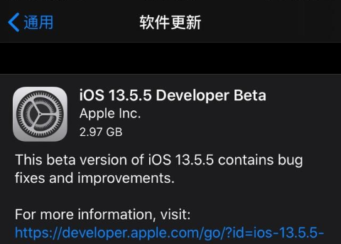 苹果发布 iOS 13.5.5/iPadOS 13.5.5 Beta 测试版更新