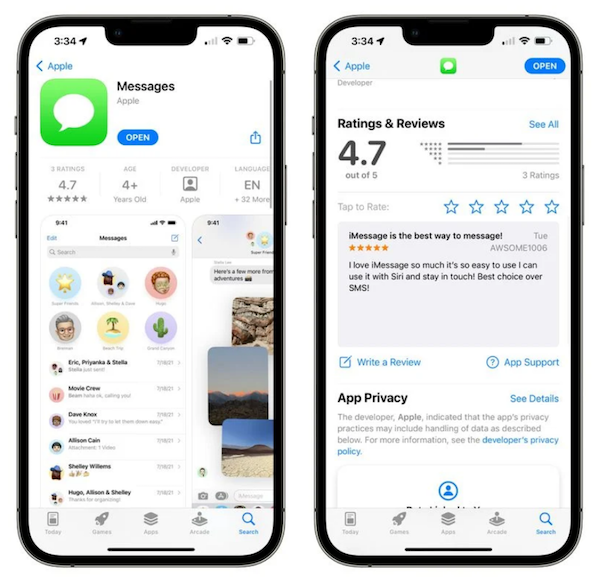 苹果更多自家 iOS App 支持评分，包括电话、信息、照片、相机和 Safari 浏览器...