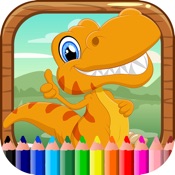 恐龙着色书儿童学习绘画，绘...