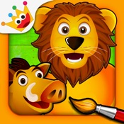 热带草原 - 拼图和色彩, 游戏的孩子- 学习 儿童 绘画 - 动物 - 学龄前 自由 免费