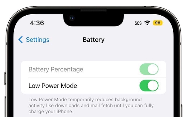 iOS 16 Beta 6发布：开启低电量模式后可不显示数字电量