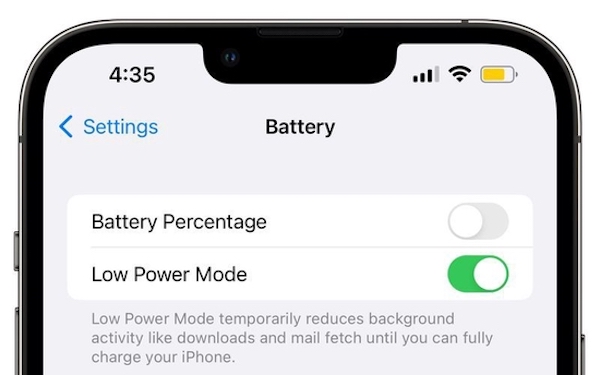 iOS 16 Beta 6发布：开启低电量模式后可不显示数字电量