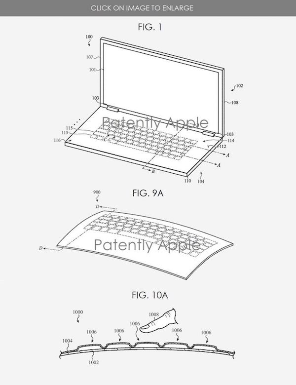 苹果新专利：使用玻璃制造MacBook，键盘可弯曲变形