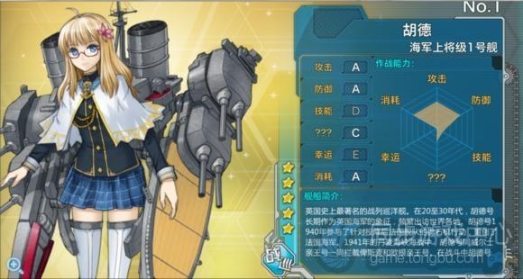 戰艦少女胡德海軍上將級1號艦詳細介紹